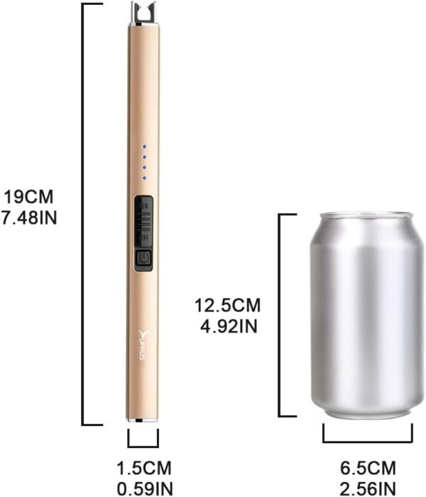 SUPRUS Electric Lighter Arc Windproof Flameless USB Lighter Rechargeable Lighter with Safety Lock for Candle BBQ Camping (champagne Gold) - Image 2