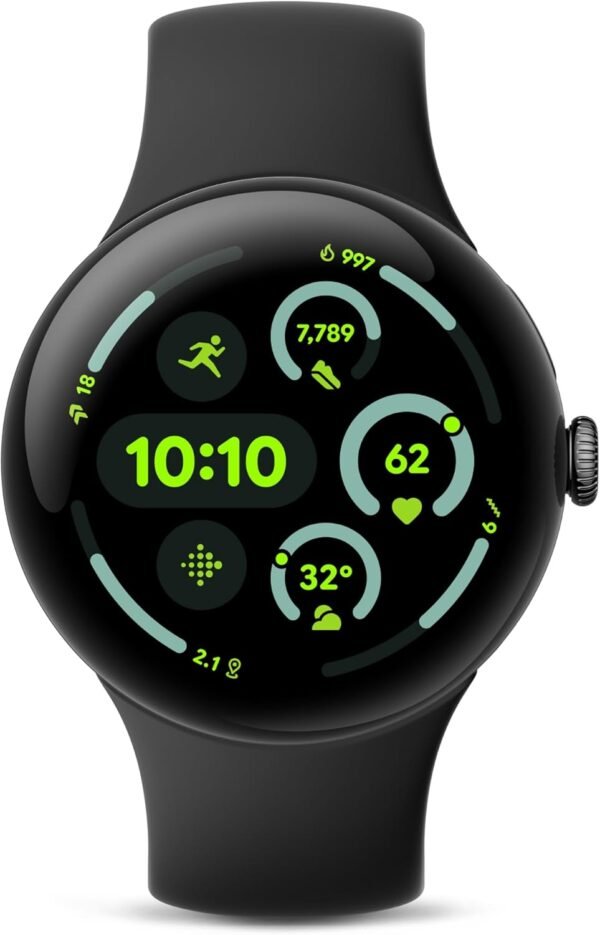 Tracking, Fitbit Advanced Running, Fitness Insights, 24-Hour Battery - Matte Black Aluminum Case - Obsidian Band - Wi-Fi