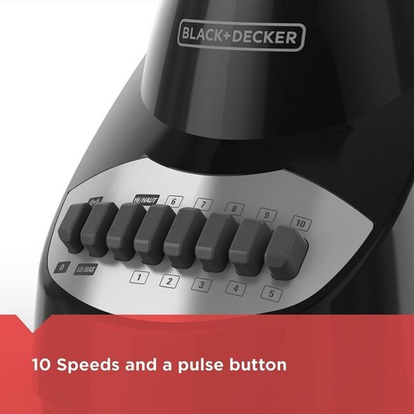 BLACK+DECKER 10-Speed Countertop Blender, BL2010BG, 6-Cup Glass Jar, Dishwasher-Safe, Stainless Steel Blade, Suction Feet - Image 8