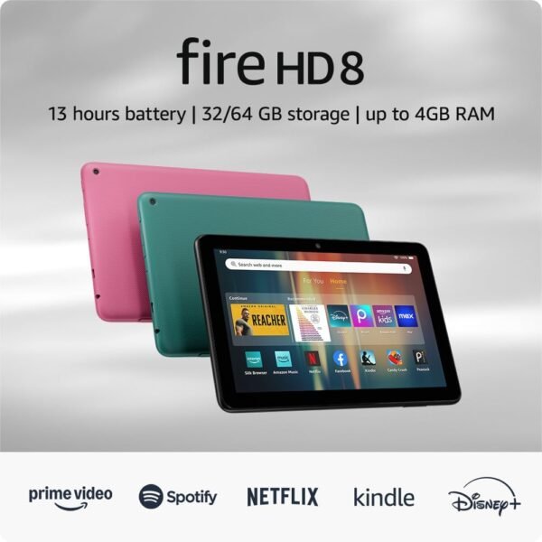 New Amazon Fire HD 8 tablet, 8” HD Display, 3GB memory, 32GB, designed for portable entertainment, Black, (2024 release) - Image 2