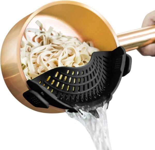 AUOON Clip On Strainer Silicone for All Pots and Pans, Pasta Strainer Clip on Food Strainer for Meat Vegetables Fruit Silicone Kitchen Colander - Image 3