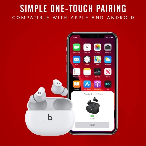 Beats Studio Buds - True Wireless Noise Cancelling Earbuds - Compatible with Apple & Android, Built-in Microphone, IPX4 Rating, Sweat Resistant Earphones, Class 1 Bluetooth Headphones - White - Image 7