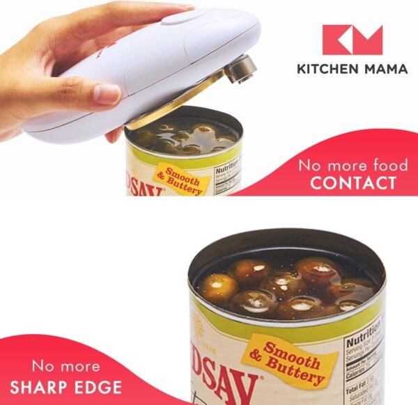 Kitchen Mama Auto Electric Can Opener: Open Your Cans with A Simple Press of Button - Automatic, Hands Free, Smooth Edge, Food-Safe, Battery Operated, YES YOU CAN (Red) - Image 7