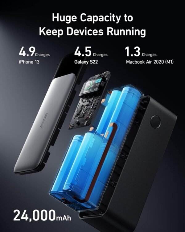 Anker 737 Power Bank, 24,000mAh 3-Port Laptop Portable Charger with 140W Output, Smart Digital Display, Compatible with iPhone 16/15/14/13 Series, Vision Pro, Samsung, MacBook, Dell, AirPods, and More - Image 8