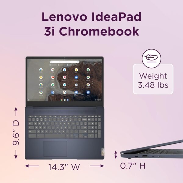 Lenovo IdeaPad 3i Chromebook, 15.6” FHD Display, Intel Celeron N4500, 8GB RAM, 64GB eMMC, 1920x1080 px, 720p Camera, Chrome OS, Abyss Blue - Image 9
