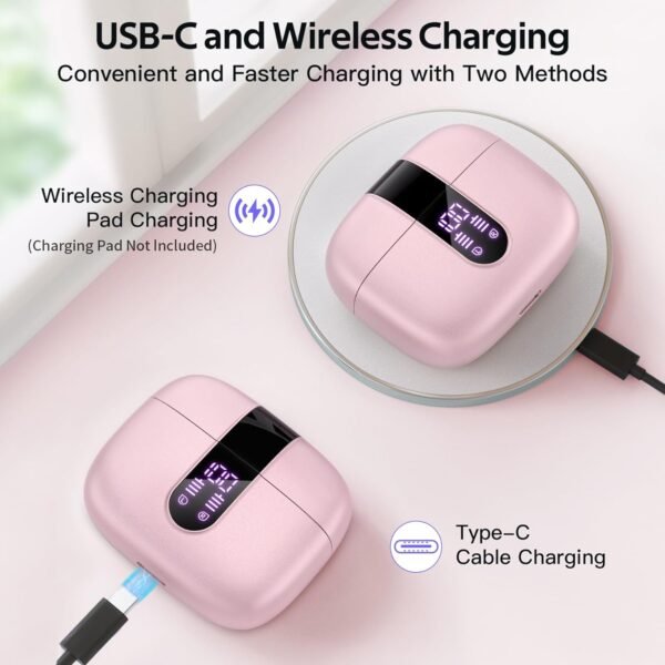 TAGRY Bluetooth Headphones True Wireless Earbuds 60H Playback LED Power Display Earphones with Wireless Charging Case IPX5 Waterproof in-Ear Earbuds with Mic for Smart Phone Laptop TV Computer Sports - Image 7