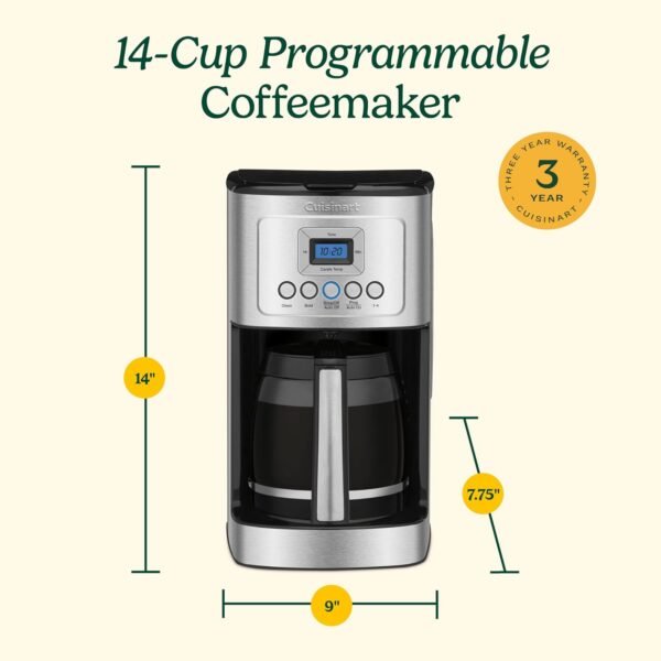 Cuisinart Coffee Maker, 14-Cup Glass Carafe, Fully Automatic for Brew Strength Control & 1-4 Cup Setting, Stainless Steel, DCC-3200P1 - Image 2