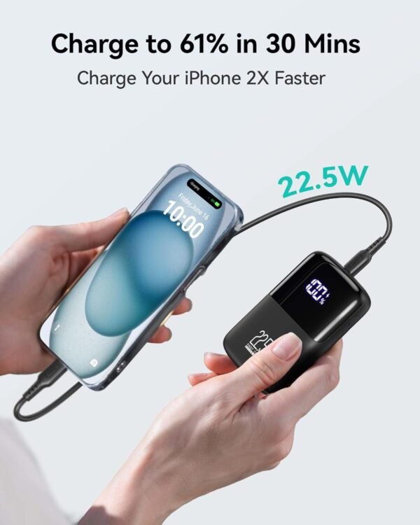INIU Portable Charger, Smallest 22.5W 10000mAh Power Bank, USB C in/Output Fast Charging 3-Output Mini Battery Pack Charger with Phone Holder for iPhone 16 15 14 13 12 Samsung S23 Google iPad Tablet - Image 5