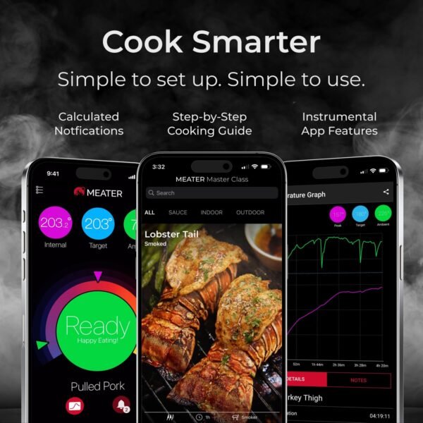 MEATER Pro: Smart Bluetooth Wireless Meat Thermometer Digital | 1000°F Heat Resistance | Long Range | Certified Accuracy | BBQ, Oven, Grill, Smoker, Air Fryer, Deep Fryer | 50+ Recipes in App - Image 3
