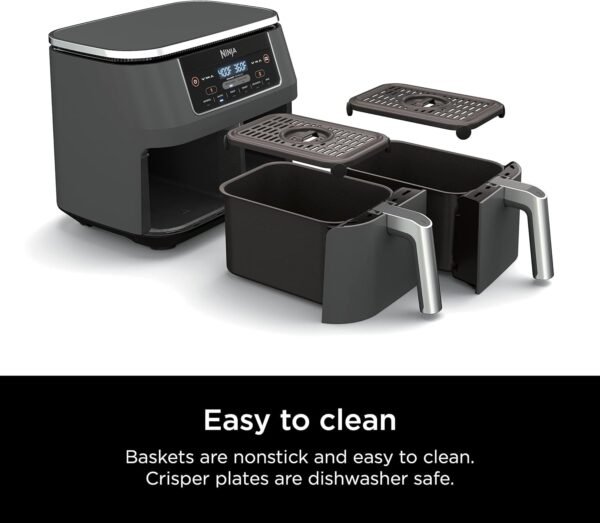 Ninja DZ201 Foodi 8 Quart 6-in-1 DualZone 2-Basket Air Fryer with 2 Independent Frying Baskets, Match Cook & Smart Finish to Roast, Broil, Dehydrate & More for Quick, Easy Meals, Grey - Image 10