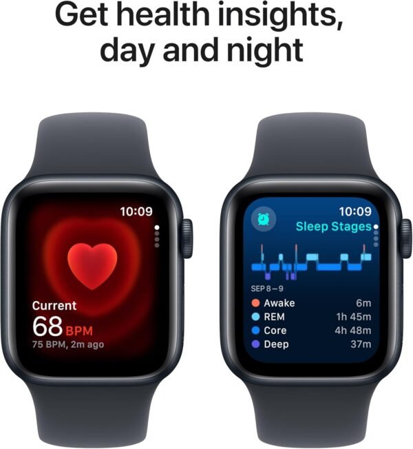 Apple Watch SE (2nd Gen) [GPS 40mm] Smartwatch with Midnight Aluminium Case with Midnight Sport Band S/M. Fitness and Sleep Trackers, Crash Detection, Heart Rate Monitor, Retina Display - Image 3