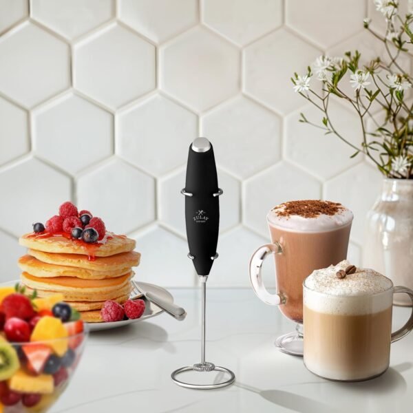 Zulay Kitchen Powerful Milk Frother Wand With 2 Duracell Batteries - Ultra Fast Handheld Drink Mixer - Electric Whisk Foam Maker for Coffee, Lattes, Cappuccino, Matcha, Hot Chocolate & Creamer - Black - Image 2