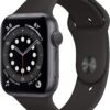 Apple Watch Series 6 (GPS, 44mm) - Space Gray Aluminum Case with Black Sport Band (Renewed)
