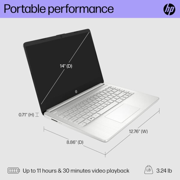 HP 14 inch Laptop, HD Display, 12th Generation Intel Core i3-1215U, 8 GB RAM, 256 GB SSD, Intel UHD Graphics, Windows 11 Home in S Mode, 14-dq5009nr (2024) - Image 3