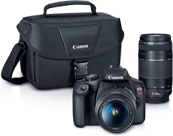 Canon EOS Rebel T7 DSLR Camera|2 Lens Kit with EF18-55mm + EF 75-300mm Lens, Black - Image 3