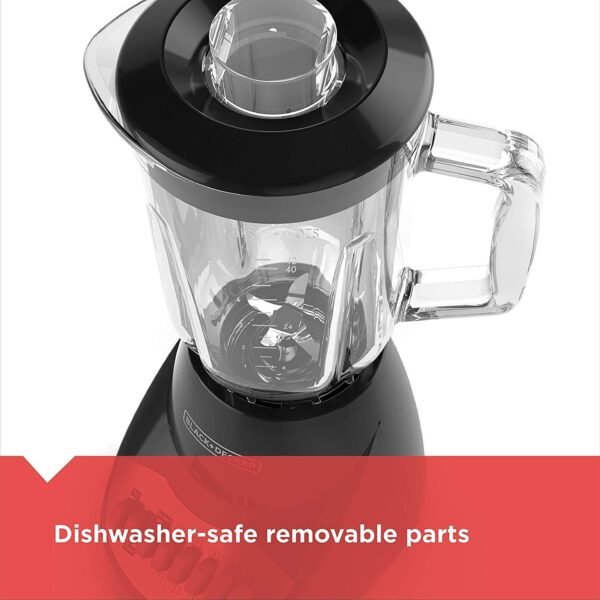 BLACK+DECKER 10-Speed Countertop Blender, BL2010BG, 6-Cup Glass Jar, Dishwasher-Safe, Stainless Steel Blade, Suction Feet - Image 3