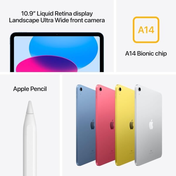 Apple iPad (10th Generation): with A14 Bionic chip, 10.9-inch Liquid Retina Display, 64GB, Wi-Fi 6, 12MP front/12MP Back Camera, Touch ID, All-Day Battery Life – Pink - Image 4