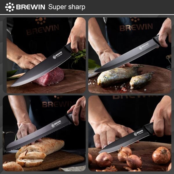 Brewin Knife Set, Kitchen Knife Set, Knives Set for Kitchen, Universal Knife Block, Utility Knife Block Set, Kitchen Essentials, New Home Essentials, Apartment Essentials, Dishwasher Safe - Image 3