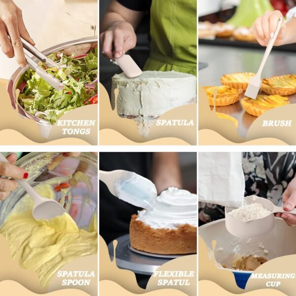 Mixing Bowls with Airtight Lids Set, 26PCS Stainless Steel Khaki Bowls with Grater Attachments, Non-Slip Bottoms & Kitchen Gadgets Set, Size 7, 4, 2.5, 2.0,1.5, 1QT, Great for Mixing & Serving - Image 4