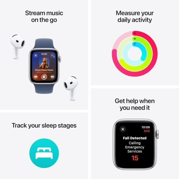 Apple Watch SE (2nd Gen) [GPS 40mm] Smartwatch with Midnight Aluminium Case with Midnight Sport Band S/M. Fitness and Sleep Trackers, Crash Detection, Heart Rate Monitor, Retina Display - Image 4