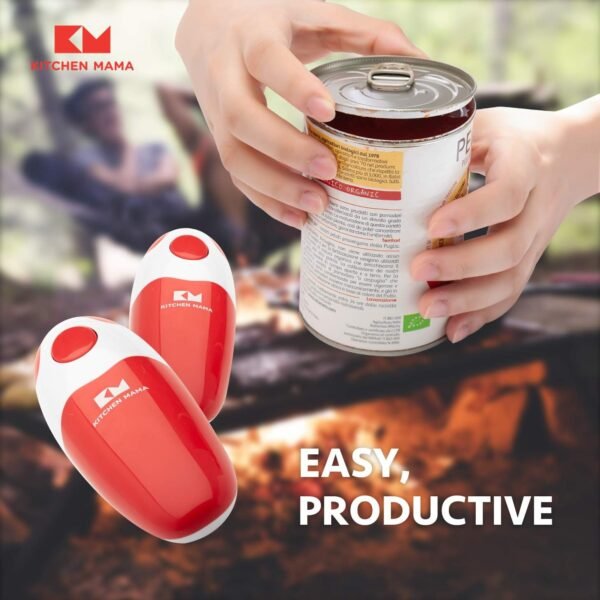 Kitchen Mama Auto Electric Can Opener: Open Your Cans with A Simple Press of Button - Automatic, Hands Free, Smooth Edge, Food-Safe, Battery Operated, YES YOU CAN (Red) - Image 2