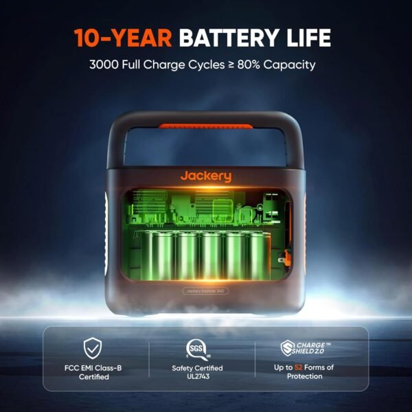Jackery Explorer 240 v2 Portable Power Station 2024 New Version, 256Wh LiFePO4 Battery with 300W AC/100W USB-C Output, 1Hr Fast Charging, Versatile Scenarios-Outdoor/Camping/RV/Travel/Emergency Backup - Image 4