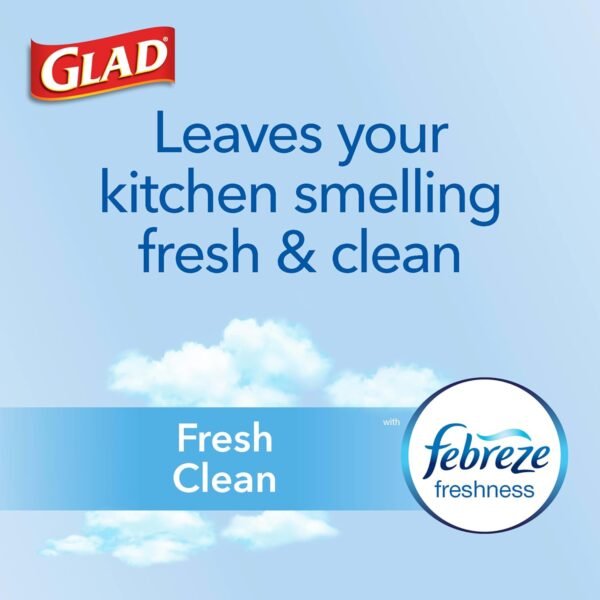 Glad Tall Kitchen Drawstring Trash Bags - Odorshield 13 Gallon White Trash Bag, Febreze Fresh Clean, 110 Count - Image 3