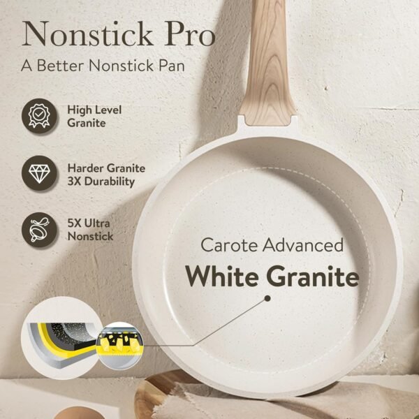 CAROTE 14 Pcs Pots and Pans Set Nonstick,Cookware Set Kitchen Cooking Set with Utensil and Pan Protectors - Image 4