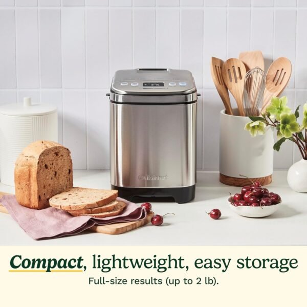 Cuisinart Bread Maker Machine, Compact and Automatic, Customizable Settings, Up to 2lb Loaves, CBK-110P1, Silver,Black - Image 3