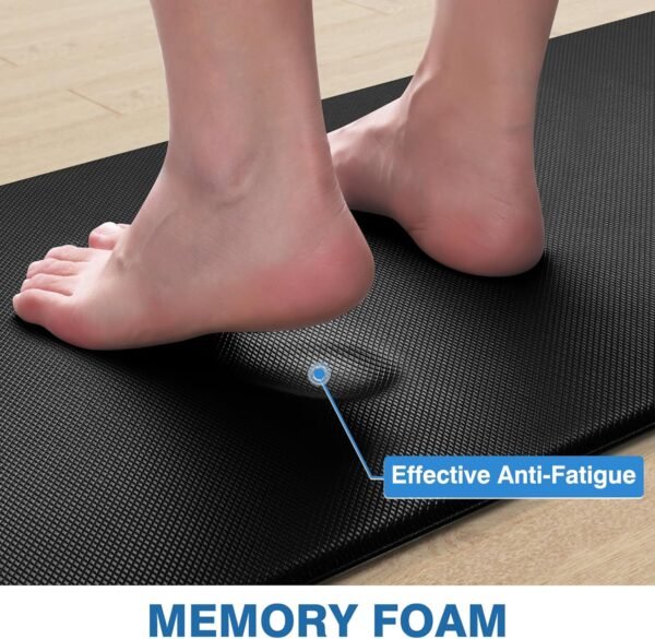 StepRite Kitchen Mats, 2PCS Kitchen Rugs, Cushioned Anti Fatigue Kitchen Mats for Floor, Non-Slip Standing Desk Mat, Waterproof Kitchen Rug Set for Kitchen, Floor, Office,17.3"×30"+17.3"×47",Black - Image 6