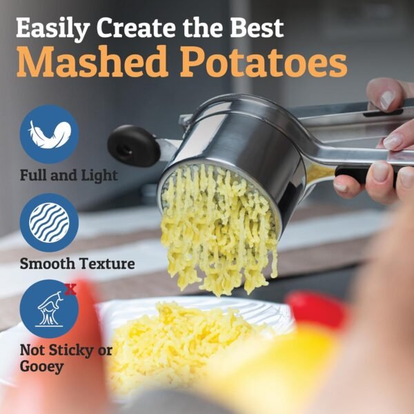PriorityChef Large 15oz Potato Ricer, Heavy Duty Stainless Steel Potato Masher and Ricer Kitchen Tool, Press and Mash Kitchen Gadget For Perfect Mashed Potatoes - Everytime - Image 8