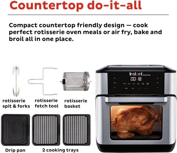 Instant 140-3000-01 Vortex Plus Quart 7-in-1 Multi-Use Air Fryer, 10QT, Silver,Black - Image 7
