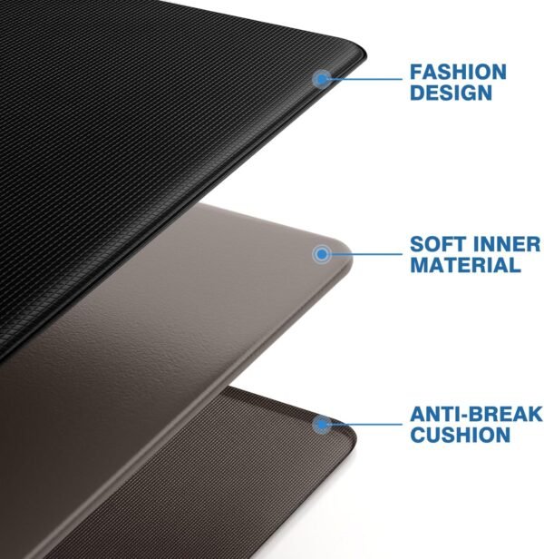 StepRite Kitchen Mats, 2PCS Kitchen Rugs, Cushioned Anti Fatigue Kitchen Mats for Floor, Non-Slip Standing Desk Mat, Waterproof Kitchen Rug Set for Kitchen, Floor, Office,17.3"×30"+17.3"×47",Black - Image 4