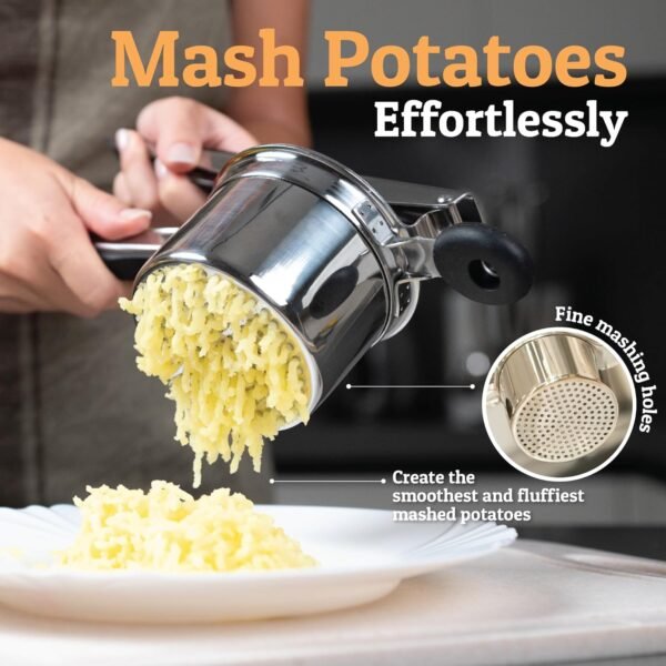 PriorityChef Large 15oz Potato Ricer, Heavy Duty Stainless Steel Potato Masher and Ricer Kitchen Tool, Press and Mash Kitchen Gadget For Perfect Mashed Potatoes - Everytime - Image 6