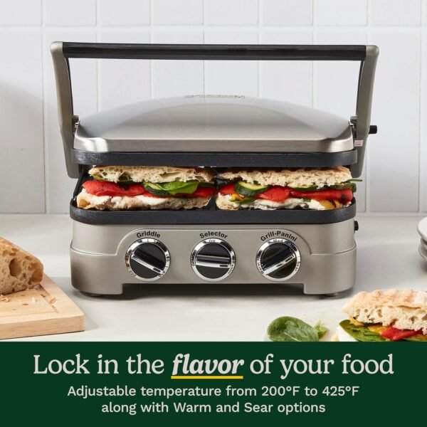 Cuisinart Panini Press, Stainless Steel Griddler, Sandwich Maker & More, 5-IN-1, GR-4NP1 - Image 5