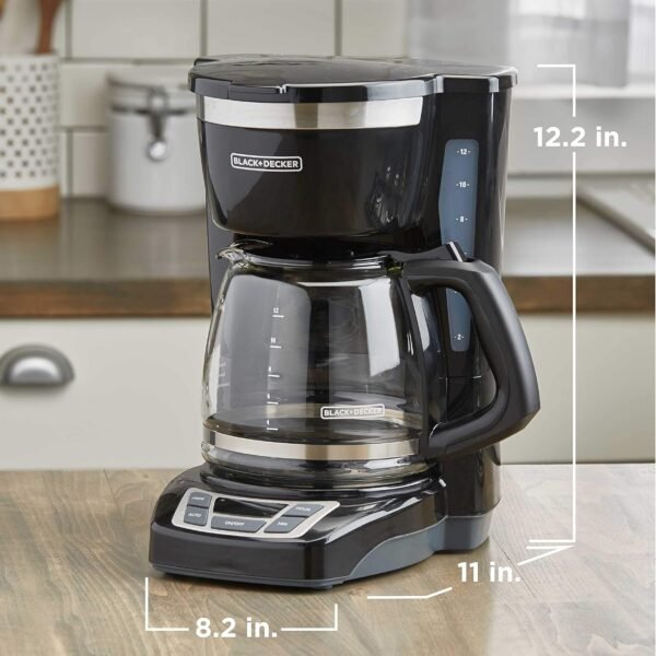 BLACK+DECKER 12-Cup Digital Coffee Maker, Programmable, Washable Basket Filter, Sneak-A-Cup, Auto Brew, Water Window, Keep Hot Plate, Black - Image 4