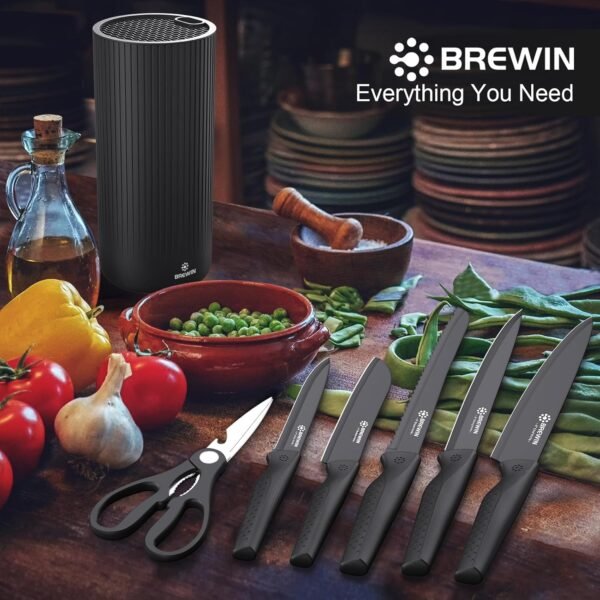 Brewin Knife Set, Kitchen Knife Set, Knives Set for Kitchen, Universal Knife Block, Utility Knife Block Set, Kitchen Essentials, New Home Essentials, Apartment Essentials, Dishwasher Safe - Image 5