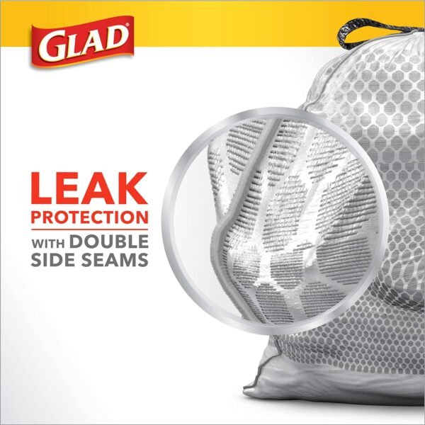 Glad Tall Kitchen Drawstring Trash Bags - Odorshield 13 Gallon White Trash Bag, Febreze Fresh Clean, 110 Count - Image 5