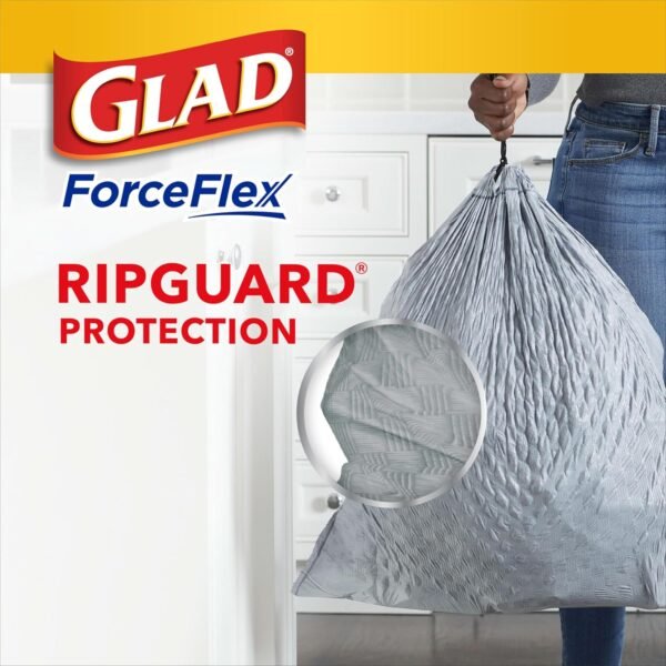 Glad Tall Kitchen Drawstring Trash Bags - Odorshield 13 Gallon White Trash Bag, Febreze Fresh Clean, 110 Count - Image 6