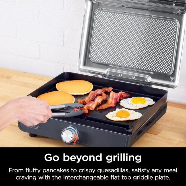 Ninja Griddle and Indoor Grill, 14’’, Electric Grill, For Steak, Burgers, Salmon, Veggies, and More, Pancake Griddle, Nonstick, Dishwasher Safe, 500F, Even Cooking, Silver, GR101 - Image 4