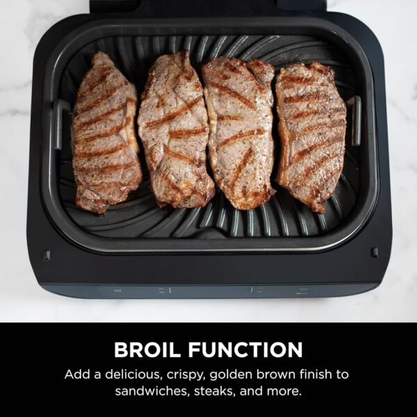 Ninja Indoor Grill, Foodi Smart XL 6-in-1 Indoor Grill with Air Fry, Roast, Bake, Broil & Dehydrate, Smart Thermometer, Black/Silver, FG551 - Image 6