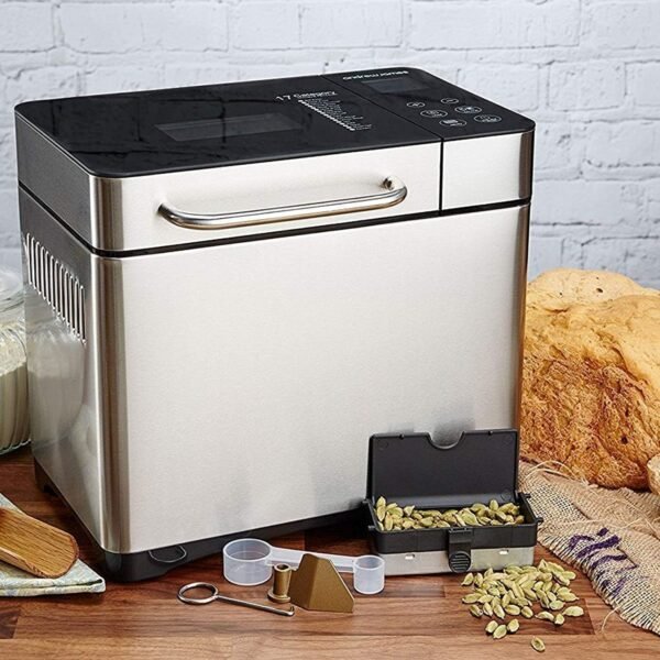 KBS Pro Stainless Steel Bread Machine, 2LB 17-in-1 Programmable XL Bread Maker with Fruit Nut Dispenser, Nonstick Ceramic Pan& Digital Touch Panel, 3 Loaf Sizes 3 Crust Colors, Reserve& Keep Warm Set - Image 7