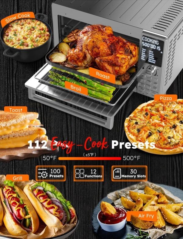 Nuwave Bravo XL Pro Air Fryer Toaster Oven with Grill Combo, 2024 New Ultra-Fast Convection System, 35% Crispier, 2X More Even, 142 Presets, 50-500F, Smarter Probe, PFAS Free, 30QT, Stainless Steel - Image 10