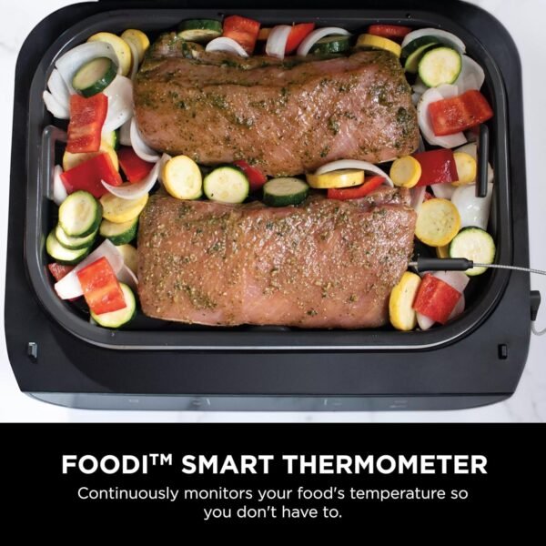 Ninja Indoor Grill, Foodi Smart XL 6-in-1 Indoor Grill with Air Fry, Roast, Bake, Broil & Dehydrate, Smart Thermometer, Black/Silver, FG551 - Image 7