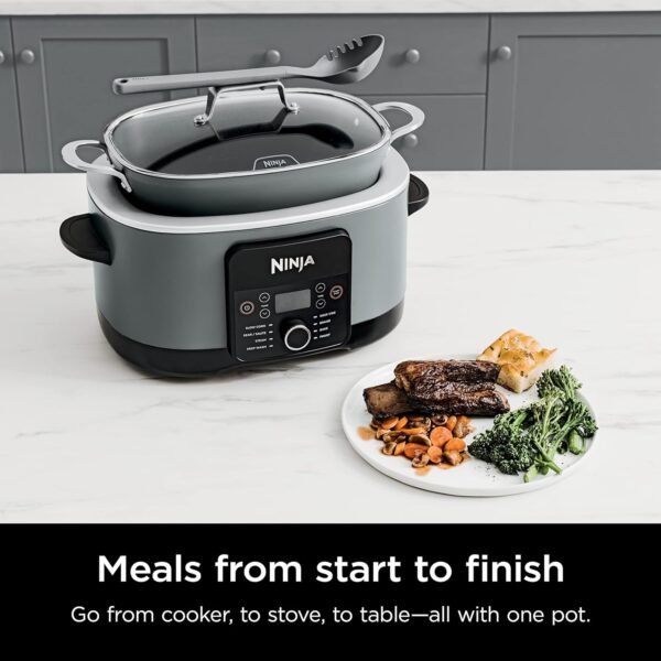 Ninja MC1001 Foodi PossibleCooker PRO 8.5 Quart Multi-Cooker, with 8-in-1 Slow Cooker, Dutch Oven, Steamer, Glass Lid Integrated Spoon, Nonstick, Oven Safe Pot to 500°F, Sea Salt Gray - Image 5