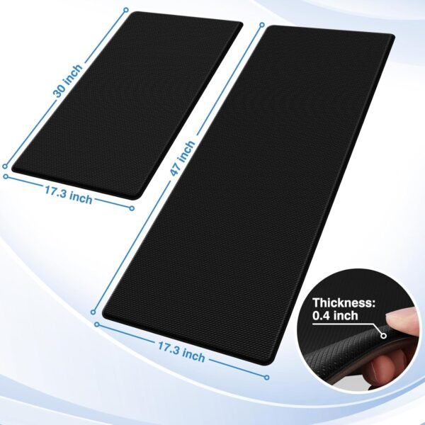 StepRite Kitchen Mats, 2PCS Kitchen Rugs, Cushioned Anti Fatigue Kitchen Mats for Floor, Non-Slip Standing Desk Mat, Waterproof Kitchen Rug Set for Kitchen, Floor, Office,17.3"×30"+17.3"×47",Black - Image 5