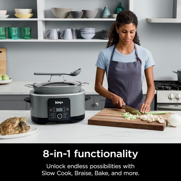 Ninja MC1001 Foodi PossibleCooker PRO 8.5 Quart Multi-Cooker, with 8-in-1 Slow Cooker, Dutch Oven, Steamer, Glass Lid Integrated Spoon, Nonstick, Oven Safe Pot to 500°F, Sea Salt Gray - Image 8