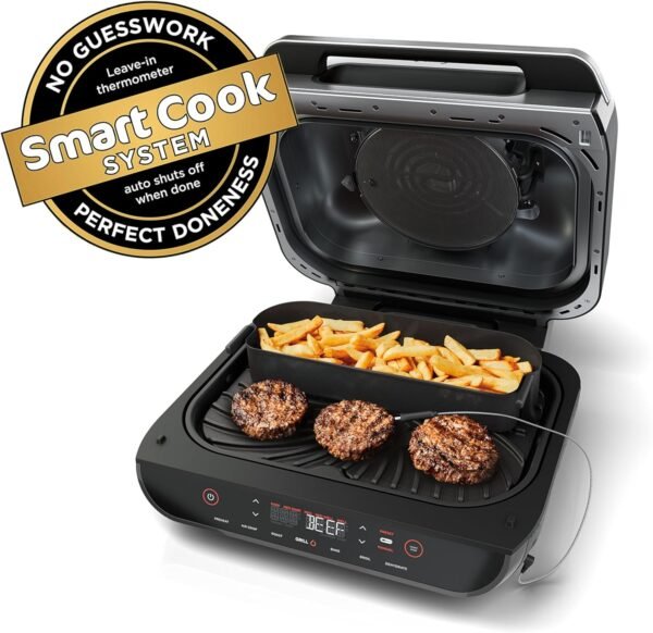 Ninja Indoor Grill, Foodi Smart XL 6-in-1 Indoor Grill with Air Fry, Roast, Bake, Broil & Dehydrate, Smart Thermometer, Black/Silver, FG551 - Image 11
