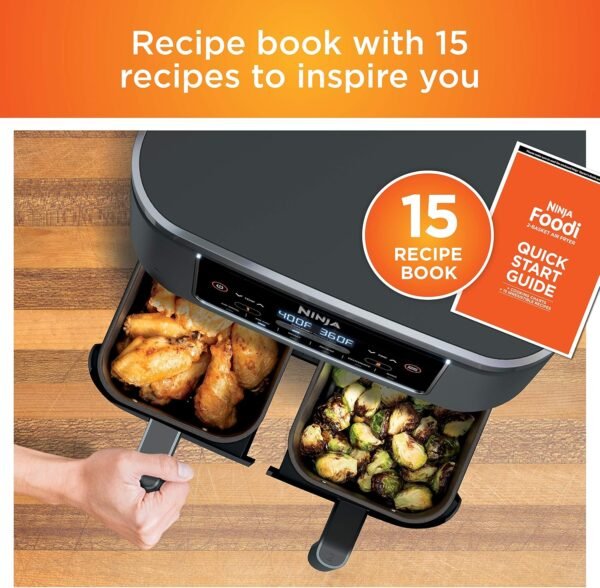 Ninja DZ201 Foodi 8 Quart 6-in-1 DualZone 2-Basket Air Fryer with 2 Independent Frying Baskets, Match Cook & Smart Finish to Roast, Broil, Dehydrate & More for Quick, Easy Meals, Grey - Image 12
