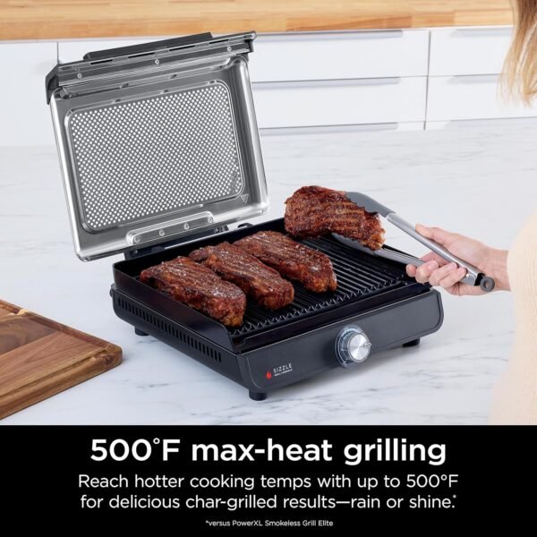 Ninja Griddle and Indoor Grill, 14’’, Electric Grill, For Steak, Burgers, Salmon, Veggies, and More, Pancake Griddle, Nonstick, Dishwasher Safe, 500F, Even Cooking, Silver, GR101 - Image 6
